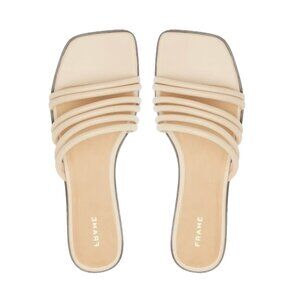 FRAME Le Capri Leather Strappy Square-Toed Slide Sandals (Nude)
